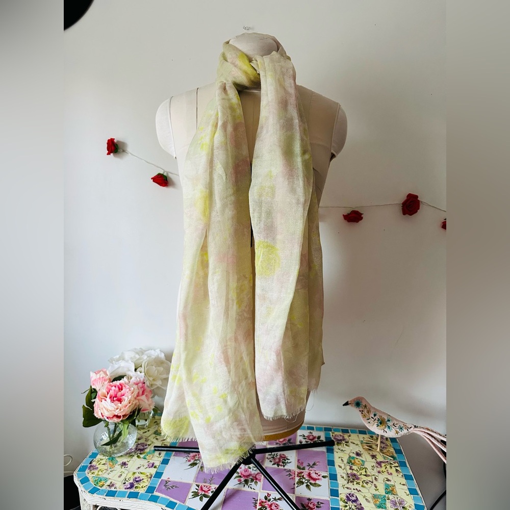 Aritzia Wilfred Soft Pastel Floral Wool Silk Scarf